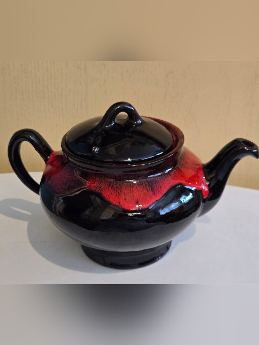 Vintage Royal Canadian Art Pottery Orange Drip  Teapot